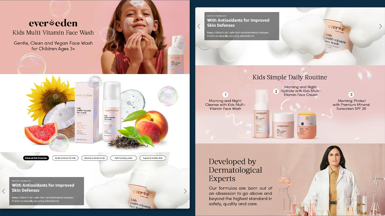 After image: Ever Eden Skincare Collection: Beautifully displayed premium skincare with an optimized layout to improve search visibility.